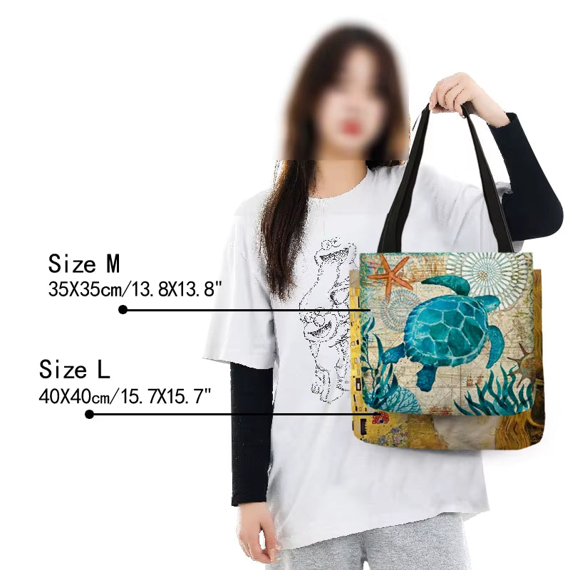 Cute Cartoon Cat Print Tote Handbag for Women Ladies Linen Cloth Shoulder Bag Outdoor Casual Leisure Shopping Bags for Groceries